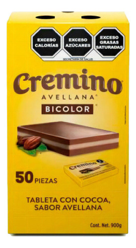 Cremino Avellana Bicolor Chocolate Caja 50 Pz Dulce Mexicano