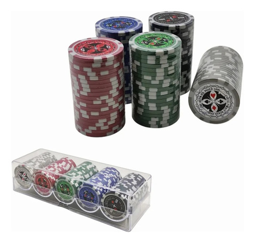 Kit 100 Fichas De Poker Holográficas Em Metal E Plástico