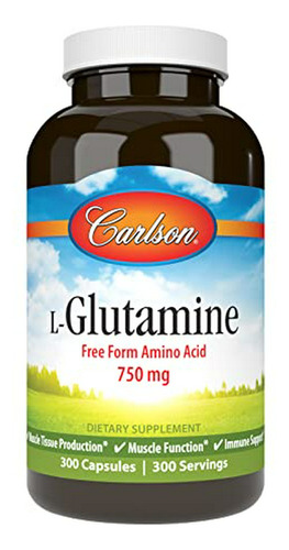 L-glutamina De Carlson, 750 Mg, 300 Cápsulas