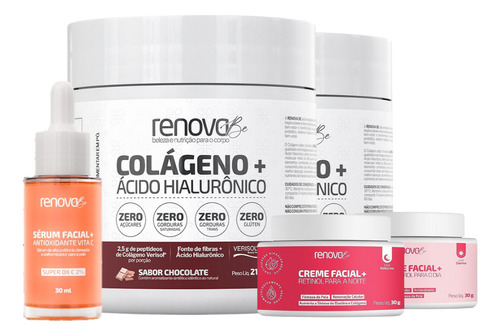 2 Colágenos + Retinol + Resveratrol + Vitamina C - Renova Be Sabor 2 - Chcocolate