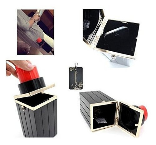 Bolsos De Noche Con Forma De Lápiz Labial Negro Acrílico Par