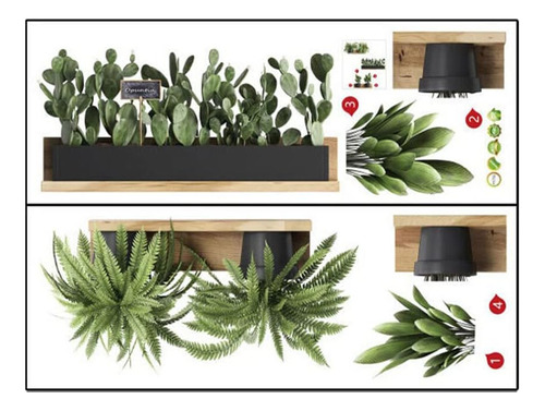 2 Pcs Wall Sticker Diy Decorative Plant Decal Self Adhesive
