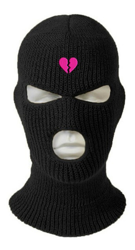 Gorro Pasamontañas Lana Ski Mask Corazón Roto Fluo Rosa