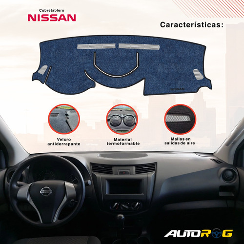 Cubretablero Para Nissan Pick-up Sin Usb Mod 2023 Bordado Azul Turquesa-negro N37-g/xns37b