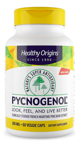 Pycnogenol  Antioxidante100 Mg, Healthy Origins  60 Unidades Sabor Sin Sabor