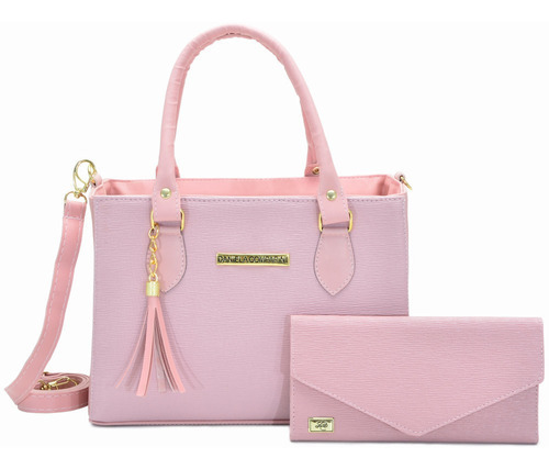  Bolsas Femininas Com Carteira Com Alça Dupla E Transversal Cor Rosa