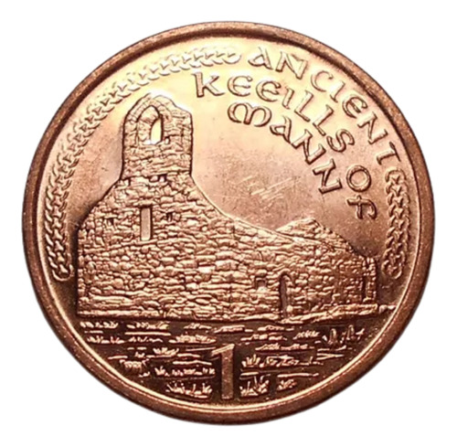 Isla De Man 1 Penny 2002 Sin Circular / Bu Km#1036 Ruinas