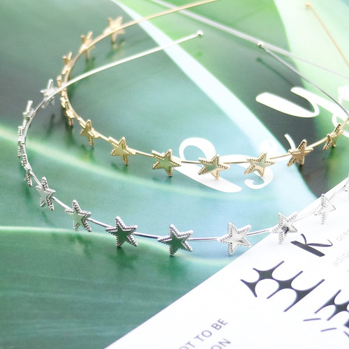 Set De 2 Diademas De Estrellas Doradas Y Plateadas