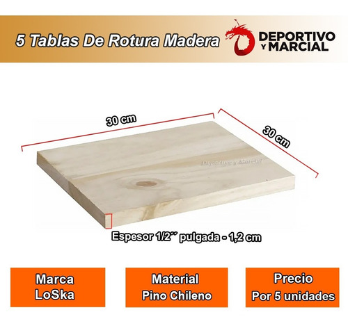 Imagen 2 de 8 de 5 Tablas Rotura Madera 1/2´´ 30x30 Pino Chileno Tkd