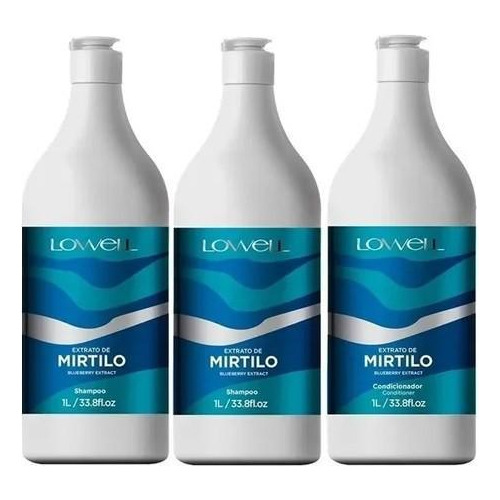 Kit Extrato De Mirtilo 2 Shampoos + 1 Condicionador 1litro