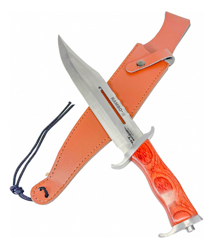 Faca Rambo 3 Caça Pesca Sobrevivencia + Bainha Couro