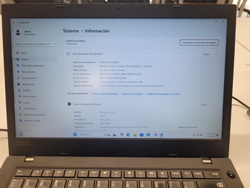 Laptop Lenovo Thinkpad L490 16gb Ram - 512gb Ssd Core I7 8th (Usado)