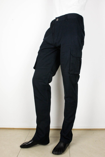 Pantalon Cargo Gabardina Azul Oscuro