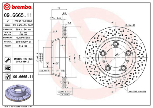 Disco Brembo Porsche 911 3.6 Carrera 2002 A 2004 Tra Pza