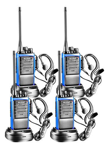 Radios Bidireccionales Recargables Con Auricular Paquete De Azul Bandas De Frecuencia