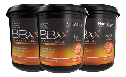 Kit 3 Bbxx Beauty Balm Xtended Black Therapy Natumaxx 1kg