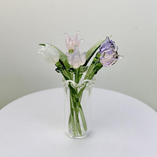 De Flor De Glass Figura Central Centro De Mesa 75x12cm Rosa