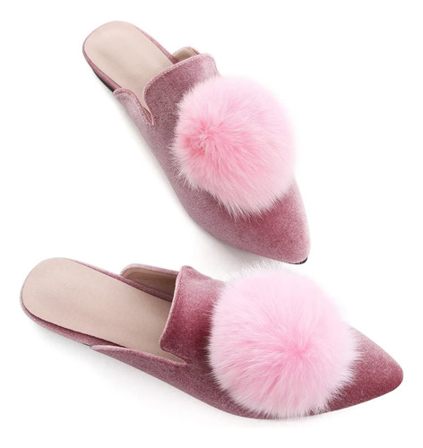 Hee Grand Women's Mules Soft Pom Pom Suede B0b76l5cz6_070424