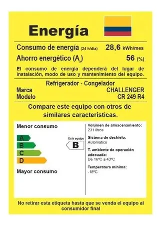 Nevera No Frost Challenger 249l Color Titanium 115v (Usado)