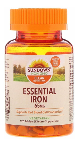Sundown Naturals Iron 65 mg 120 comprimidos - Importados de EE. UU.
