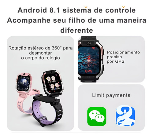 Howear Infantil Hw Z10 4/64gb Amoled Com Chip Android Camera Rosa