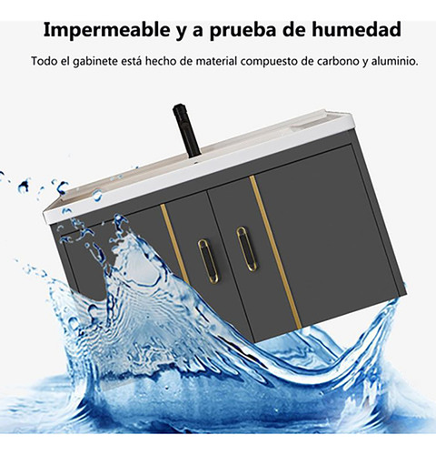 Lavabo Moderno Rectangular De Cerámica Con Mueble Y Espejo