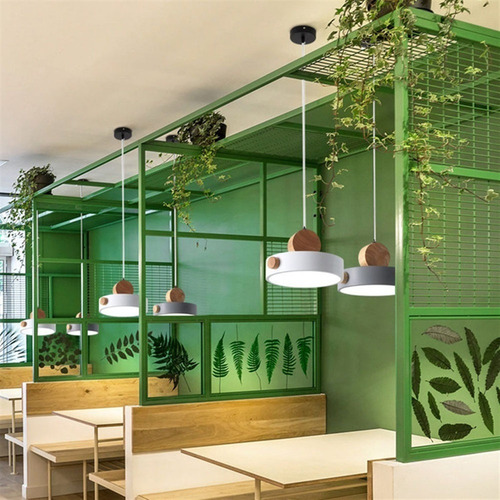 Lámpara Led Nórdica De Colgante Moderno 3 Colores Madera