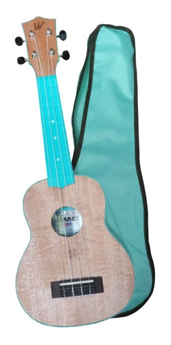 Ukulele Winner Soprano 21 C/ Capa Colorido Verde Água Okume Cor Verde-água