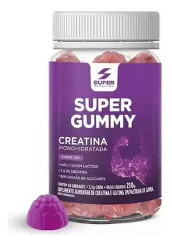 Super Gummy Creatina Monohidratada Sabor Uva (60 Gomas)