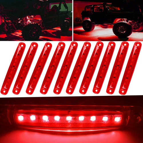 10 Luz Led Roca Impermeabl Roja Para Pozo Rueda 12