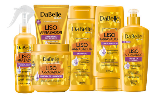 Kit Dabelle Tratamento Liso Arrasador Creme Capilar 6 Itens