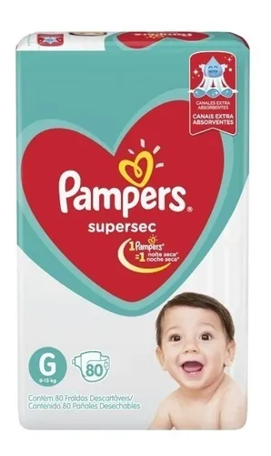 Pañales Pampers Supersec sin género GPañales Pampers Supersec sin género G en pack de 80 x 80 unidades