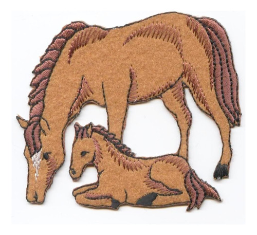 Felt Horse Mare And Colt Iron On Embroidered Patch