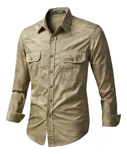 Camisa De Camuflaje De Manga Larga Para Hombre