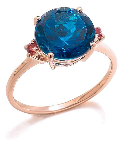 Anillo Oro Rosa 10 Quilates 3 90 Quilates Topacio Azul Londr