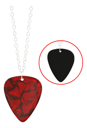 Cadena De Púa Guitarrista Corazón De Acrílico Muy Brillante Rojo