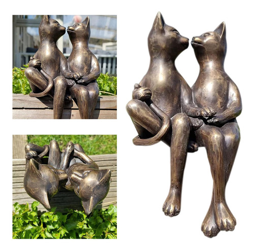 Linda Pareja Gato Estatuilla Resina Gato Ornamento Para