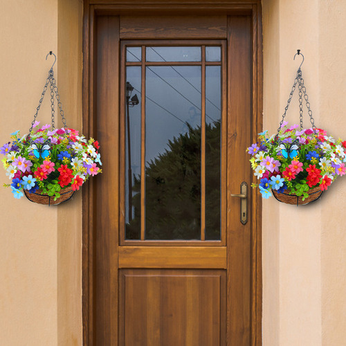 Cestas Colgantes De Flores Artificiales Y Macetas Colgantes