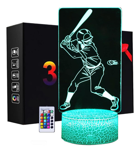 Miisong Baseball Player Night Lights, 3d Baseball Dimmable I