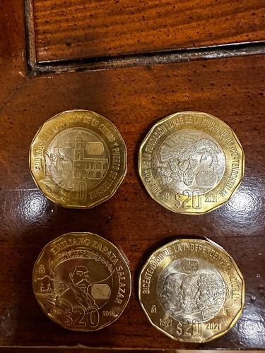 4 Monedas De 20 Pesos Conmemorativas