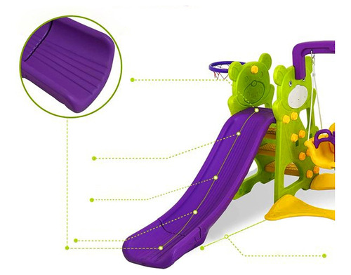 Resbaladera Tobogán Para Niños 4 En 1 Columpio + Arco + Aro