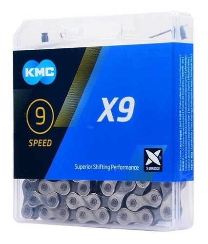 Corrente Kmc X9 Silver Prata 116 Elos Mtb Speed 9v 2x9v 3x9