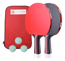Comprar Pack de 2 raquetas de ping pong Diversiones Bago Kit 2 Raquetas y 3 pelotas roja\u002Fnegra