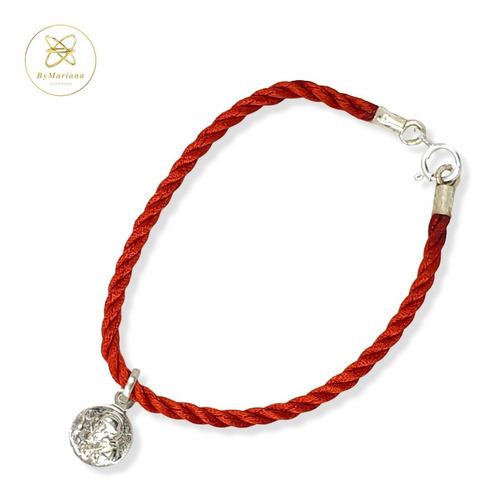 Imagen 2 de 8 de Pulsera Plata Hilo Seda Rojo Con Dije San Benito