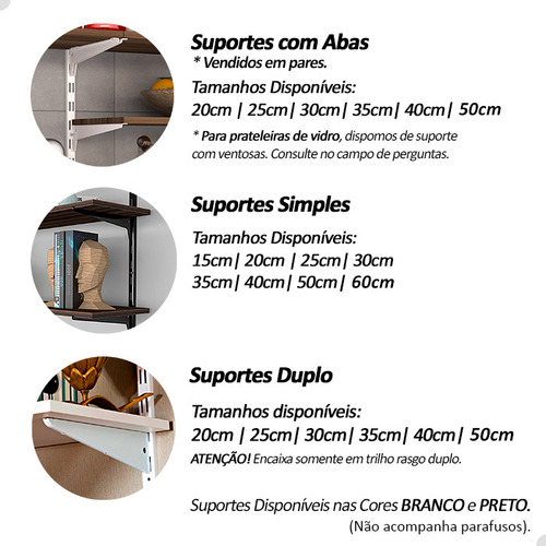 20 Par Suporte Prateleira Com Aba P/ Trilho Cremalheira 20cm