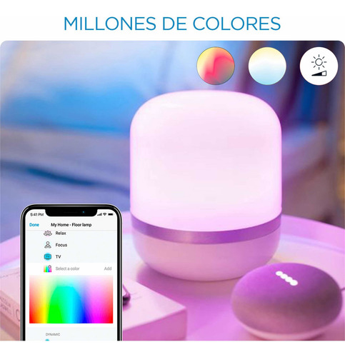 Imagen 4 de 10 de Lampara De Mesa Wiz Hero Multicolores Wi-fi Bt Google Alexa