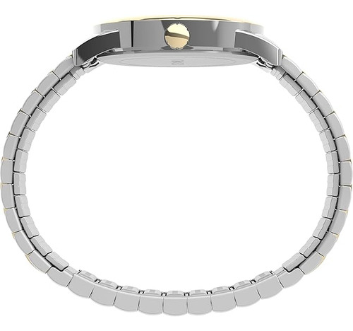 Reloj Hombre Timex Con Luz Fechador 38 Mm Tw2v401006p Correa Plateado/Dorado Bisel Dorado Fondo Blanco
