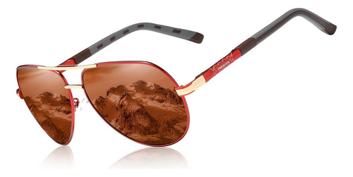 Lentes De Sol Polarizados Kingseven K725 Aviador Red Brown Color Brown Red Diseño Espejo