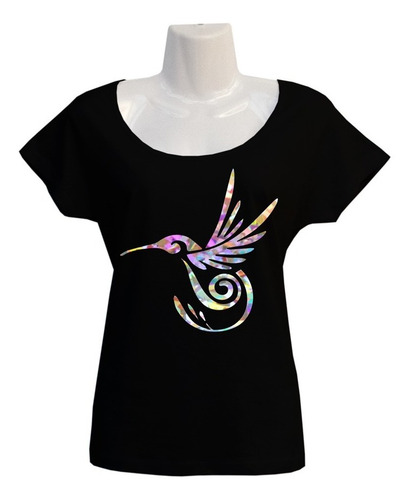 Polera Colibrí - Escotada - Stencil - Estampado - Hologram