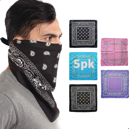 Set 5 Pañoletas Bandanas 55 X 55cm Toalla Cuadrada Hip Hop